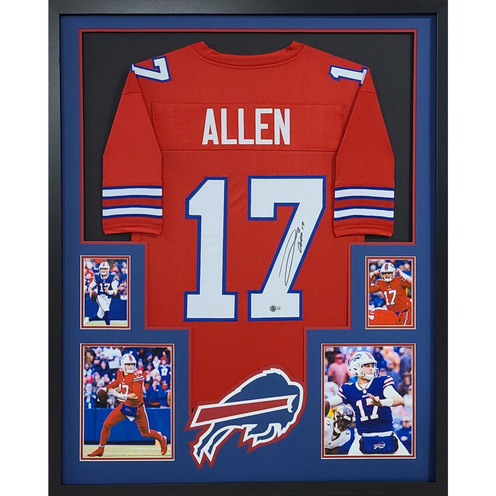 Josh Allen Framed Signed Red Jersey Beckett Autographed Buffalo Bills 4P