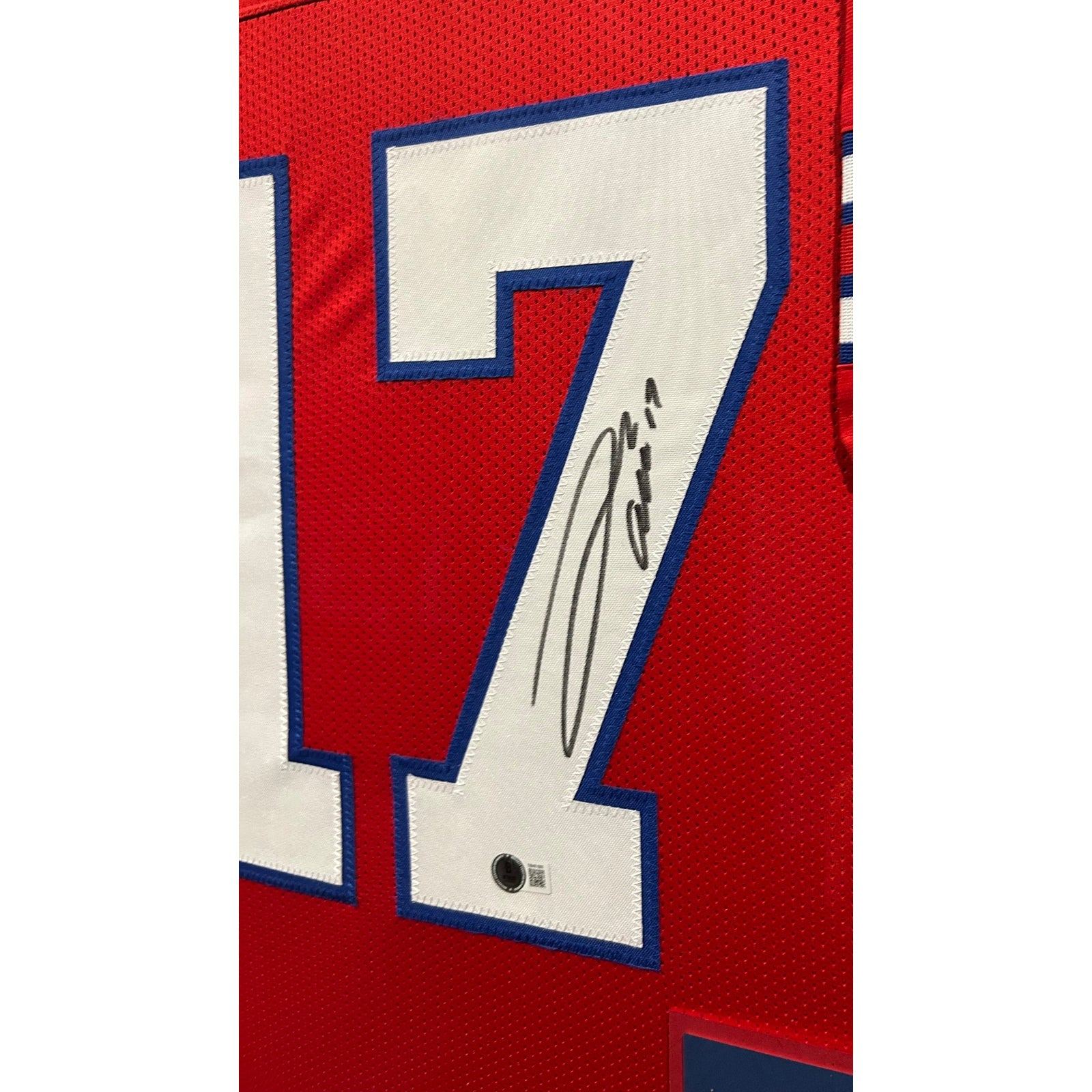 Josh Allen Framed Signed Red Jersey Beckett Autographed Buffalo Bills 4P