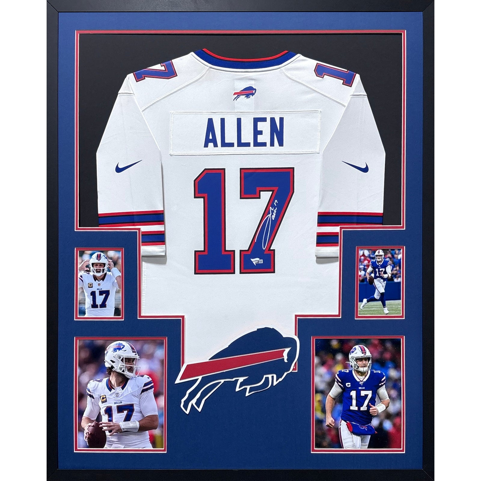 Josh Allen Framed White Jersey Autographed Signed Buffalo Bills Fanatics COA