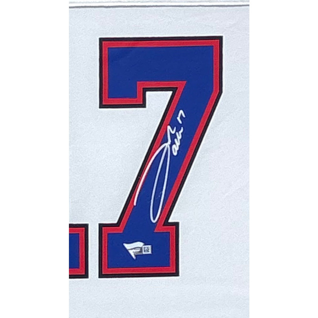 Josh Allen Framed White Jersey Autographed Signed Buffalo Bills Fanatics COA