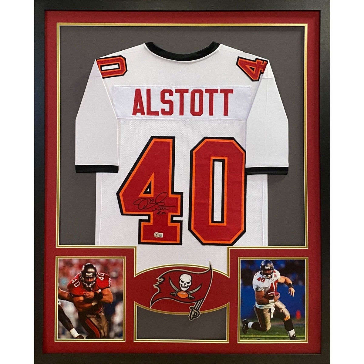 Mike Alstott Framed White Jersey Beckett Autographed Signed Tampa Bay Buccaneers