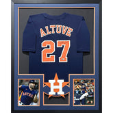 Jose Altuve Framed Signed Houston Astros Navy Jersey Beckett Autographed