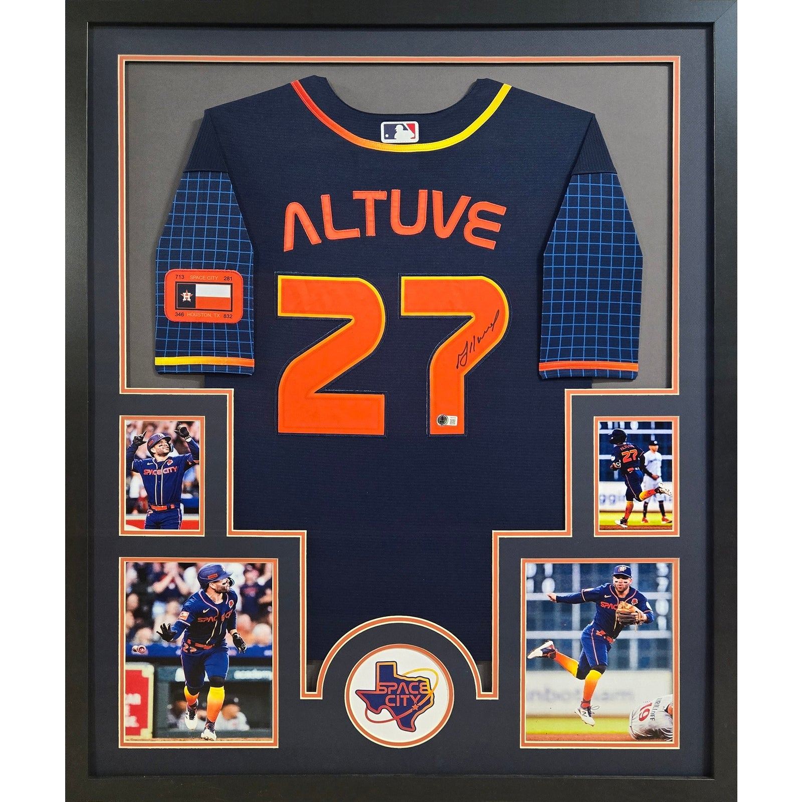 Jose Altuve Space City Framed Signed Houston Astros Jersey Beckett Autographed