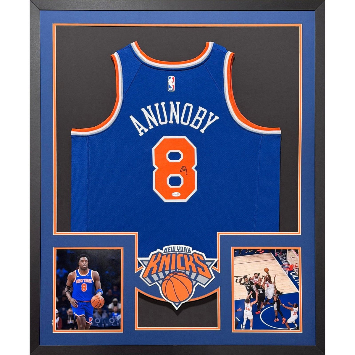 AG Anunoby Framed Blue Jersey JSA Autographed Signed Knicks Tip In Picture