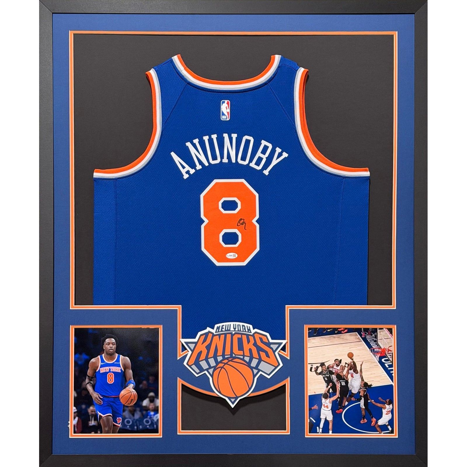 AG Anunoby Framed Blue Jersey JSA Autographed Signed Knicks Tip In Picture