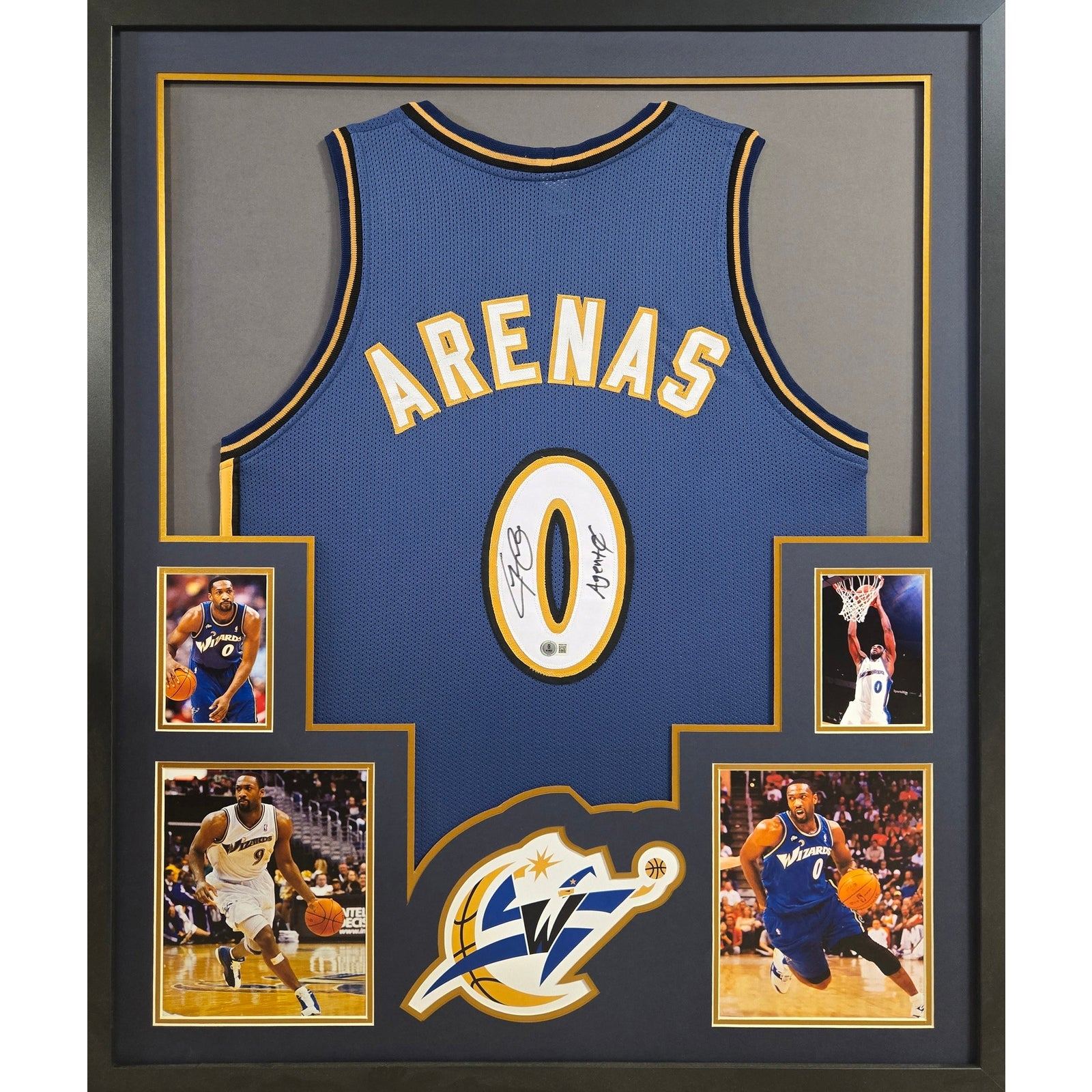 Gilbert Arenas Signed Framed Jersey Beckett Autographed Wizards