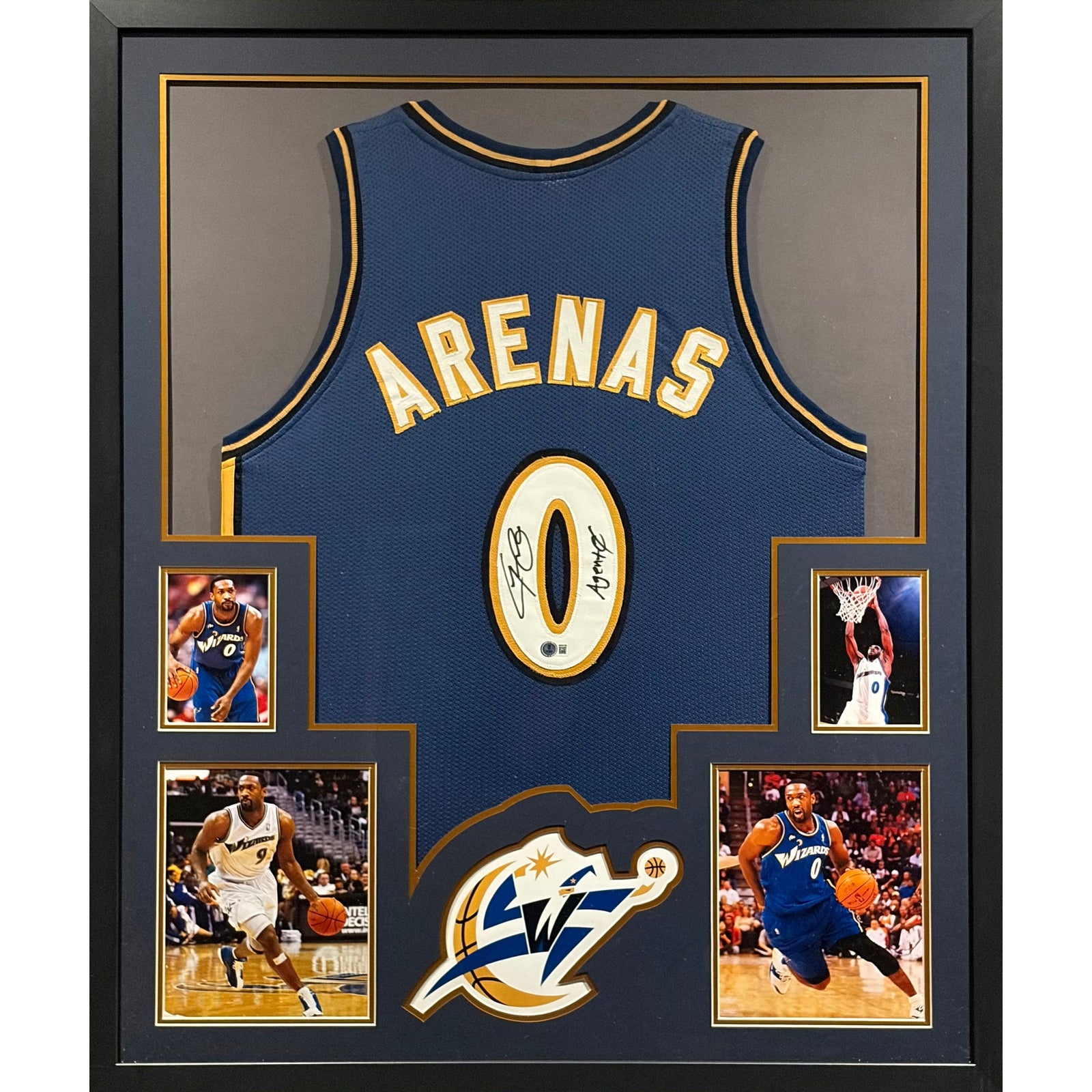 Gilbert Arenas Framed Jersey Beckett Autographed Signed Washington Wizards
