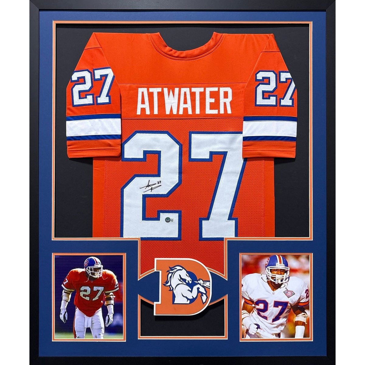 Steve Atwater Framed Signed Denver Broncos Jersey Beckett Autographed 2P
