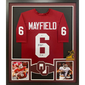 Baker Mayfield Framed Signed Oklahoma OU Jersey Beckett Autographed