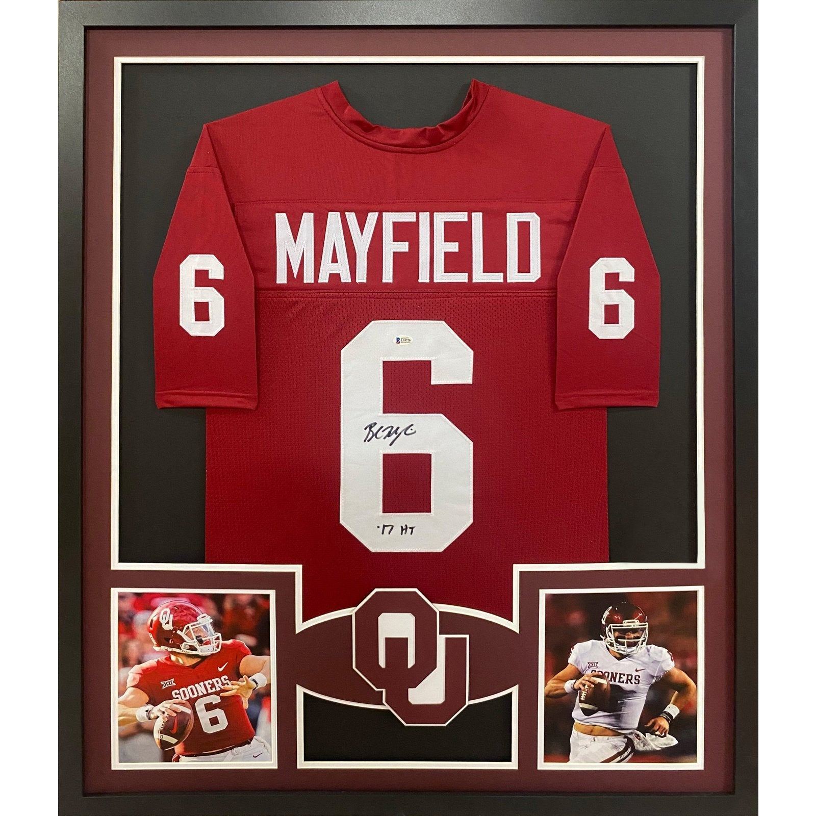 Baker Mayfield Framed Signed Oklahoma OU Jersey Beckett Autographed