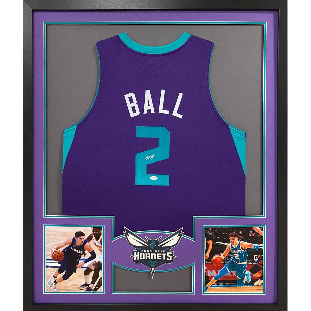 Charlotte Hornets LaMelo Ball Autographed Framed Teal Jersey JSA