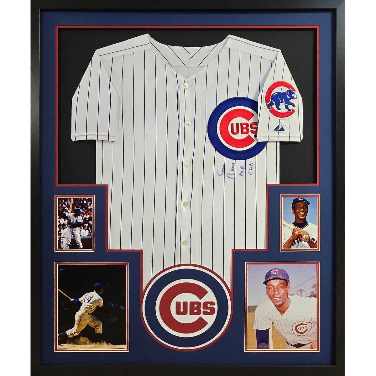 Ernie Banks Signed Framed Jersey PSA/DNA Autographed Chicago Cubs