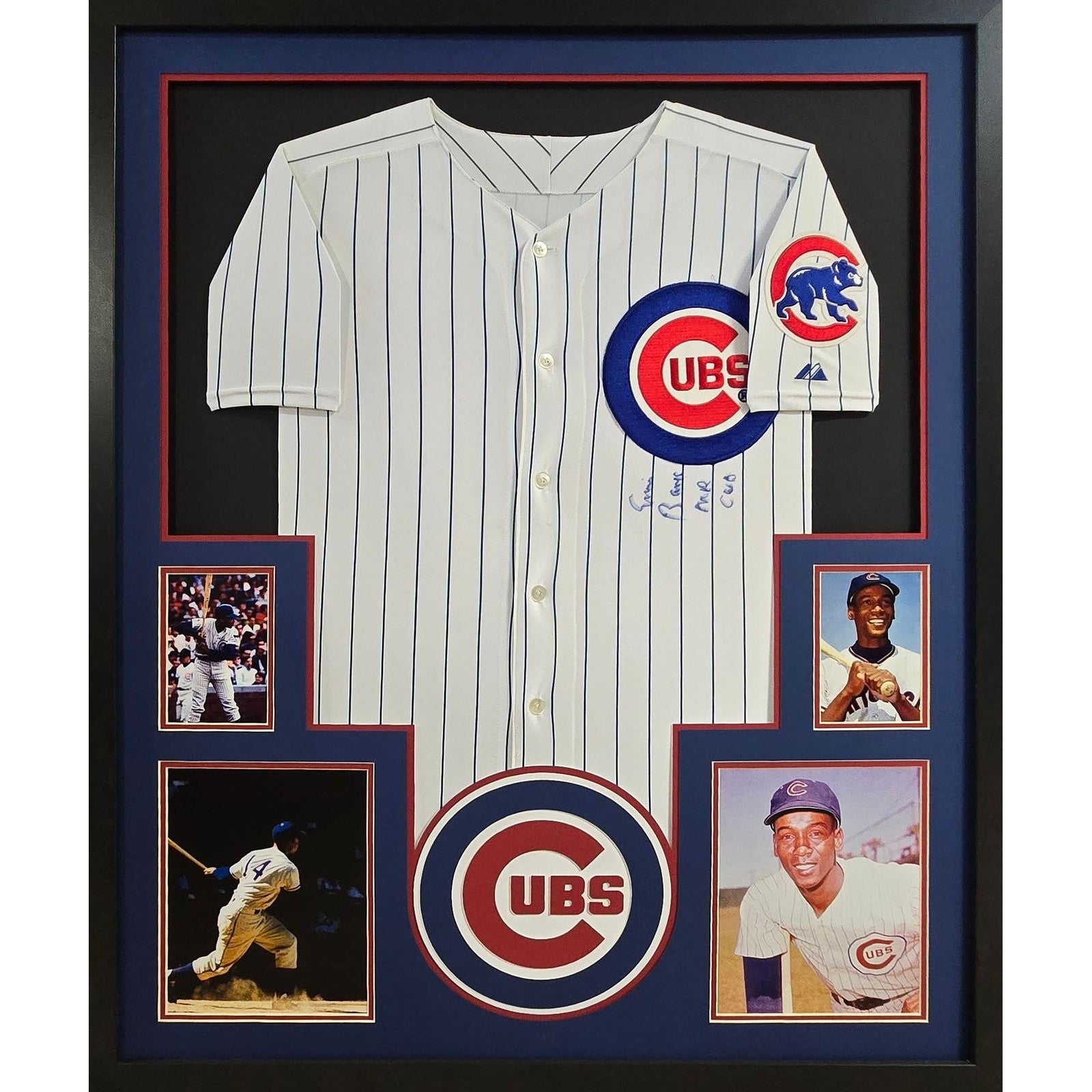 Ernie Banks Signed Framed Jersey PSA/DNA Autographed Chicago Cubs