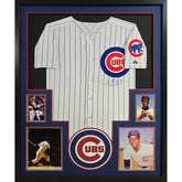 Ernie Banks Signed Framed Jersey PSA/DNA Autographed Chicago Cubs