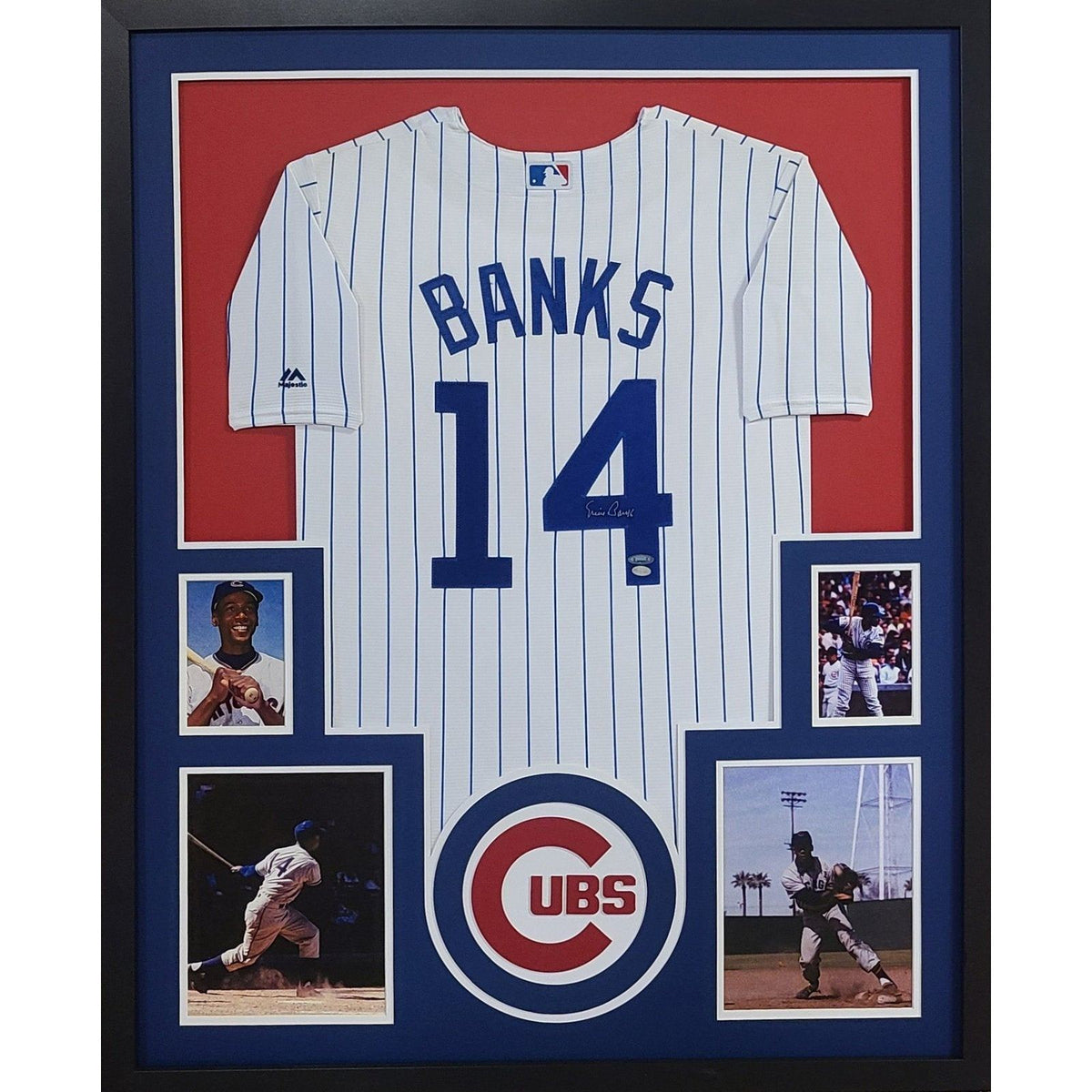 Ernie Banks Signed Framed Jersey Tristar Autographed Chicago Cubs