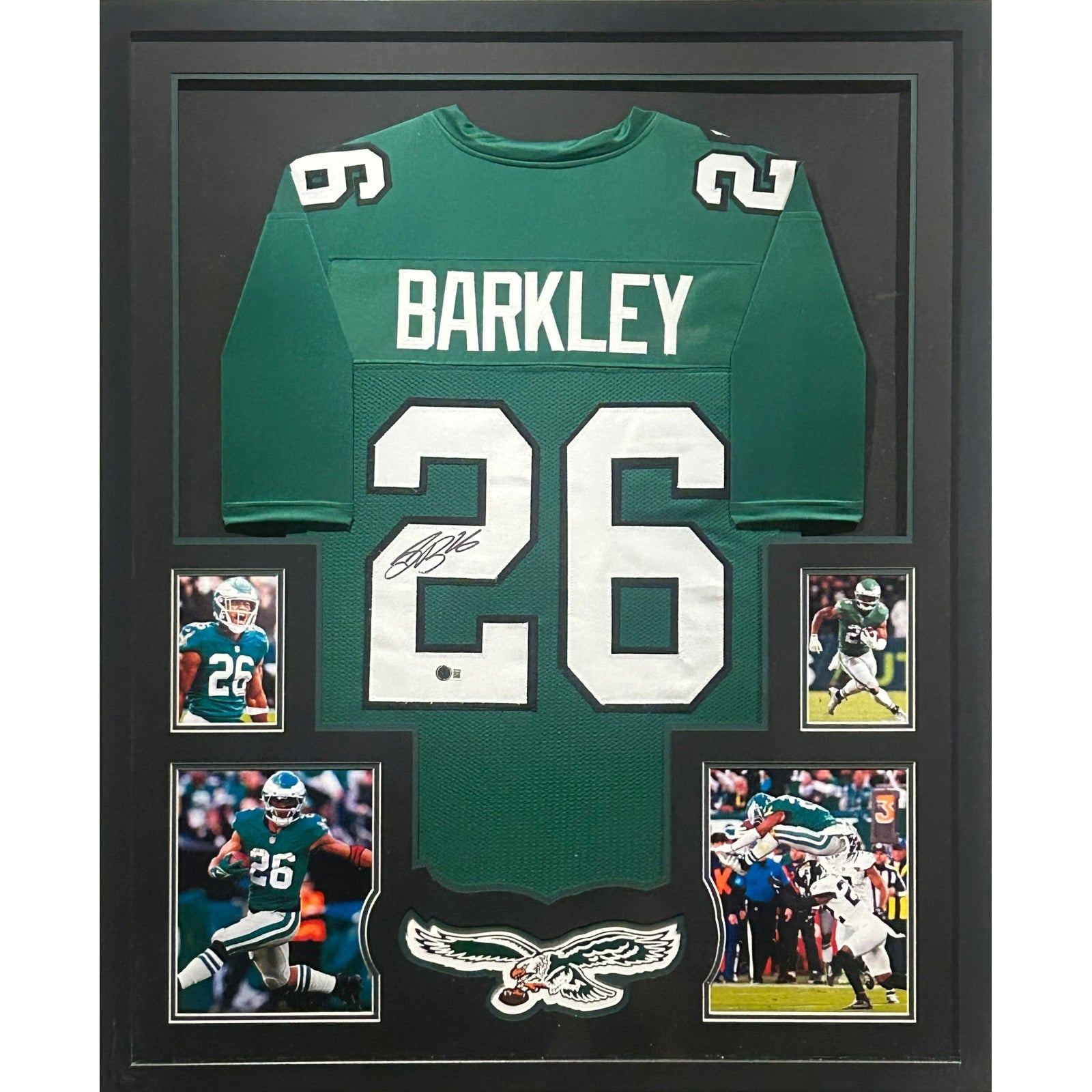 NFLスター選手Saquon Barkley 直筆サイン入りユニフォーム Saquon Barkley Framed Jersey Beckett Autographed Signed Eagles Kelly 4