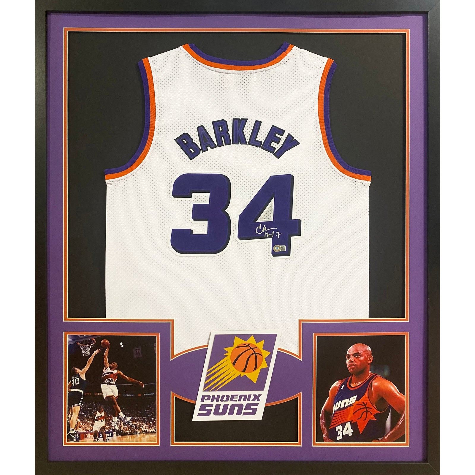 Charles Barkley Framed Signed White Jersey Beckett Autographed Phoenix Suns