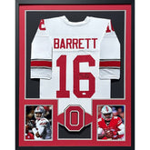 JT Barrett Signed Framed White Jersey JSA Autographed Ohio State J.T.