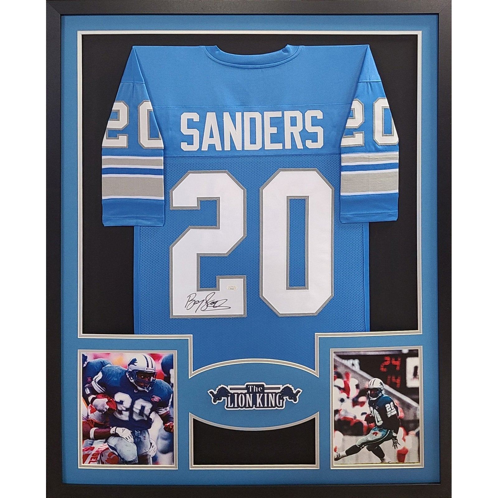 Barry Sanders Signed Framed Jersey JSA Autographed Detroit Lions 2Pic