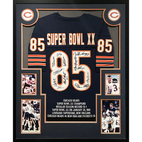 1985 "85" Bears Framed Navy Jersey JSA COA Autographed Chicago Signed by 12