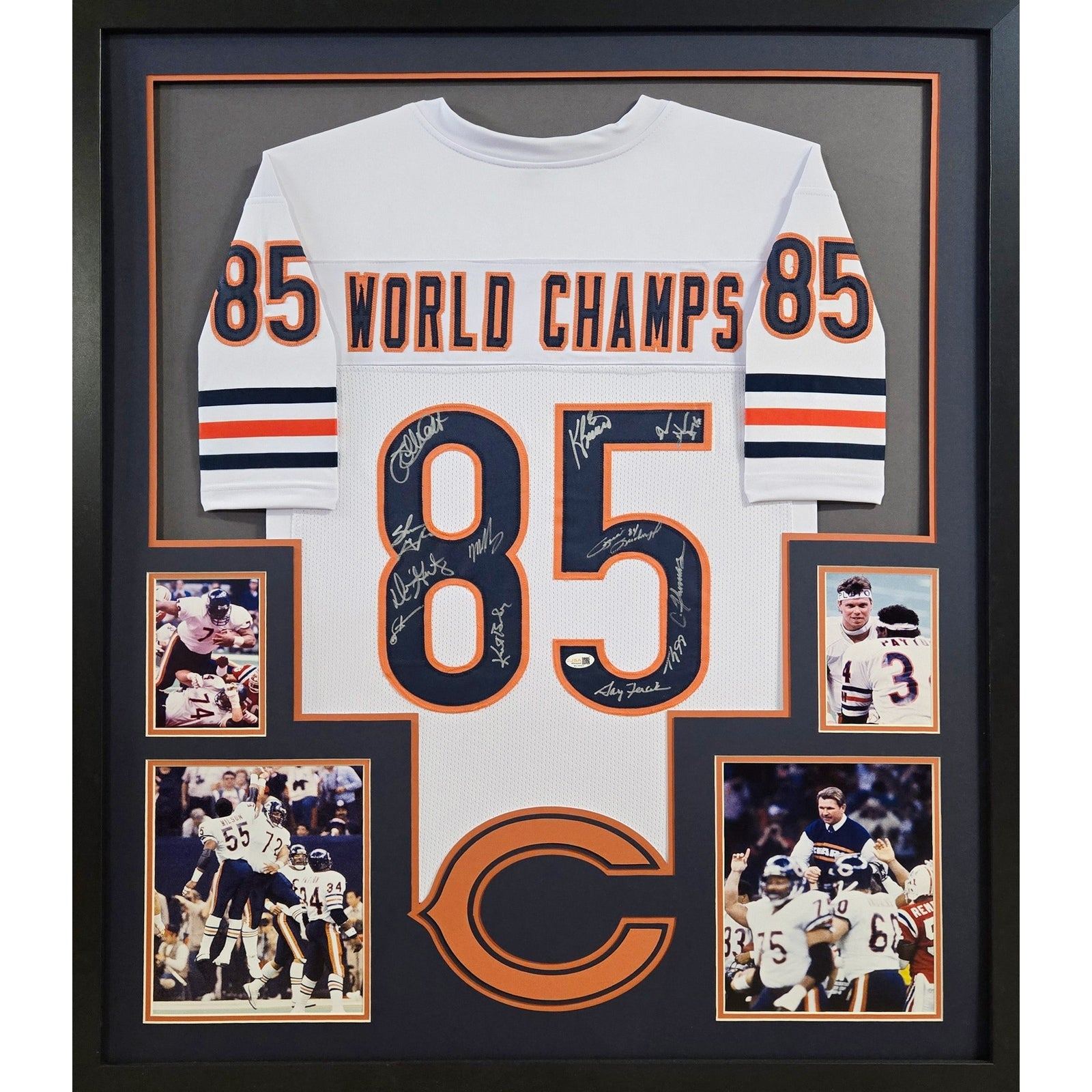 1985 "85" Bears Framed Jersey JSA COA Autographed Chicago Signed by 12