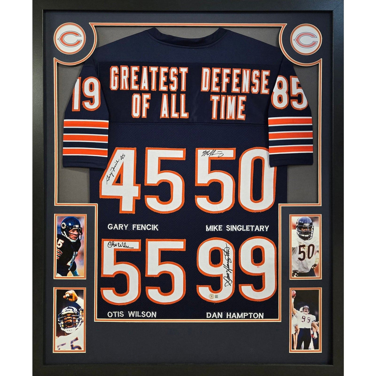 1985 Bears Defense Framed Signed Jersey Beckett COA Autographed Chicago 4S