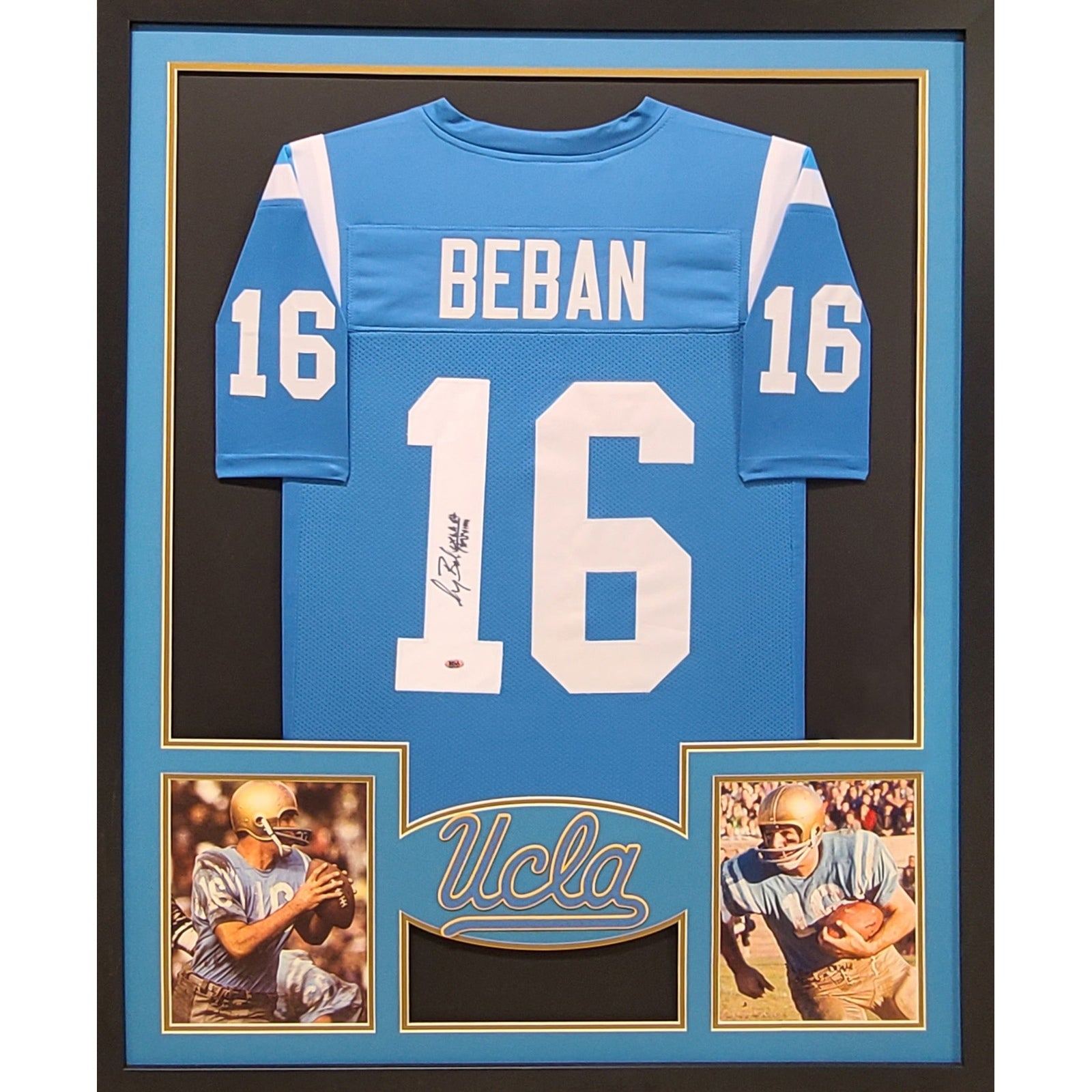 Gary Beban Framed Signed Jersey Radtke Autographed UCLA Heisman Winner