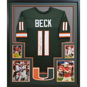 Carson Beck Framed Signed Miami Hurricanes Jersey Beckett Autographed