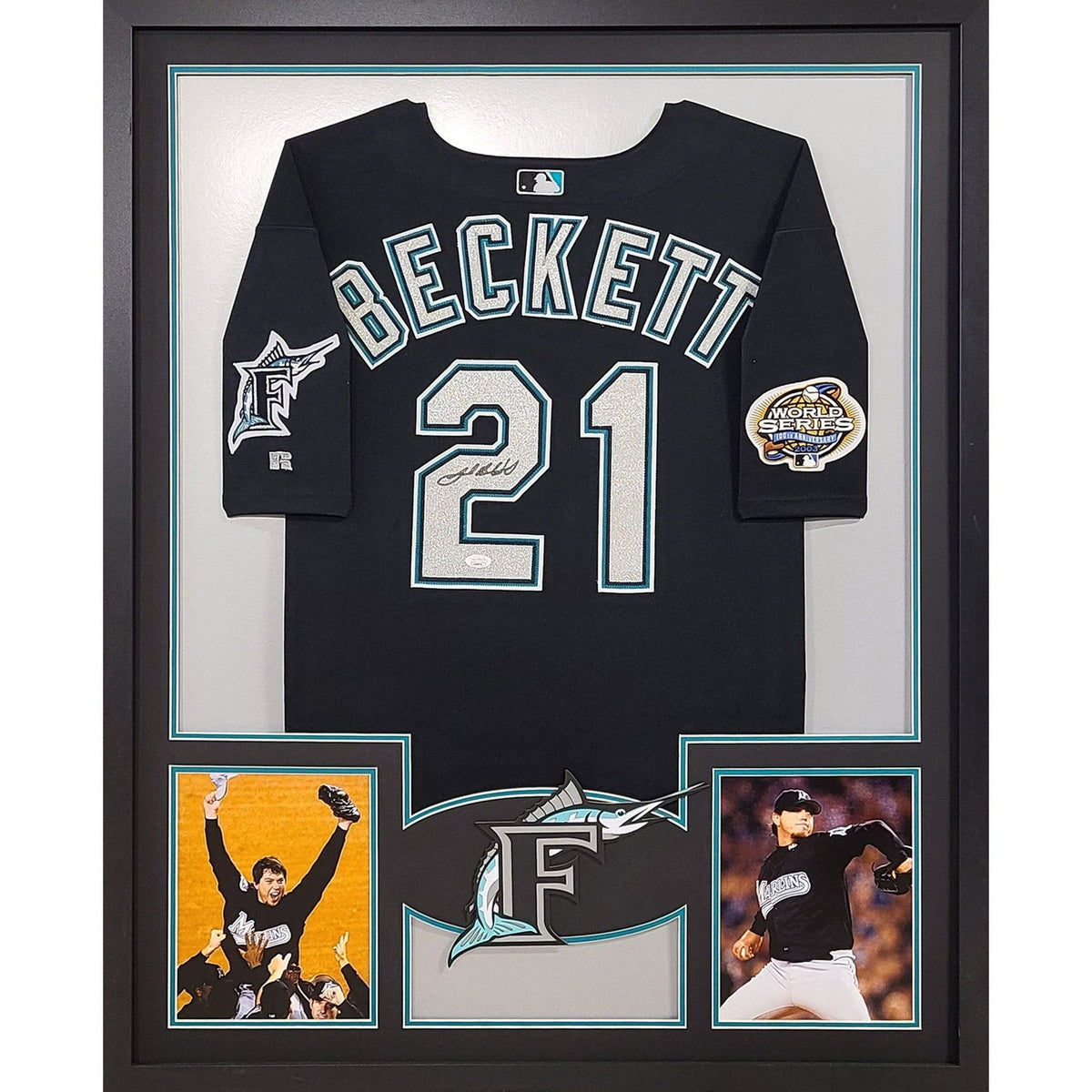 Josh Beckett Signed Framed Jersey JSA Autographed Florida Marlins