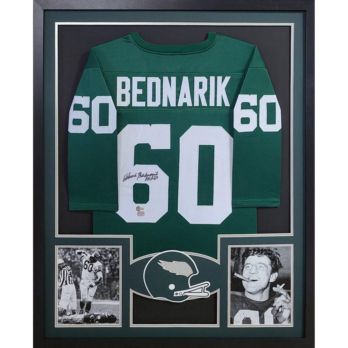 Chuck Bednarik Framed Signed Eagles Jersey Beckett Autographed