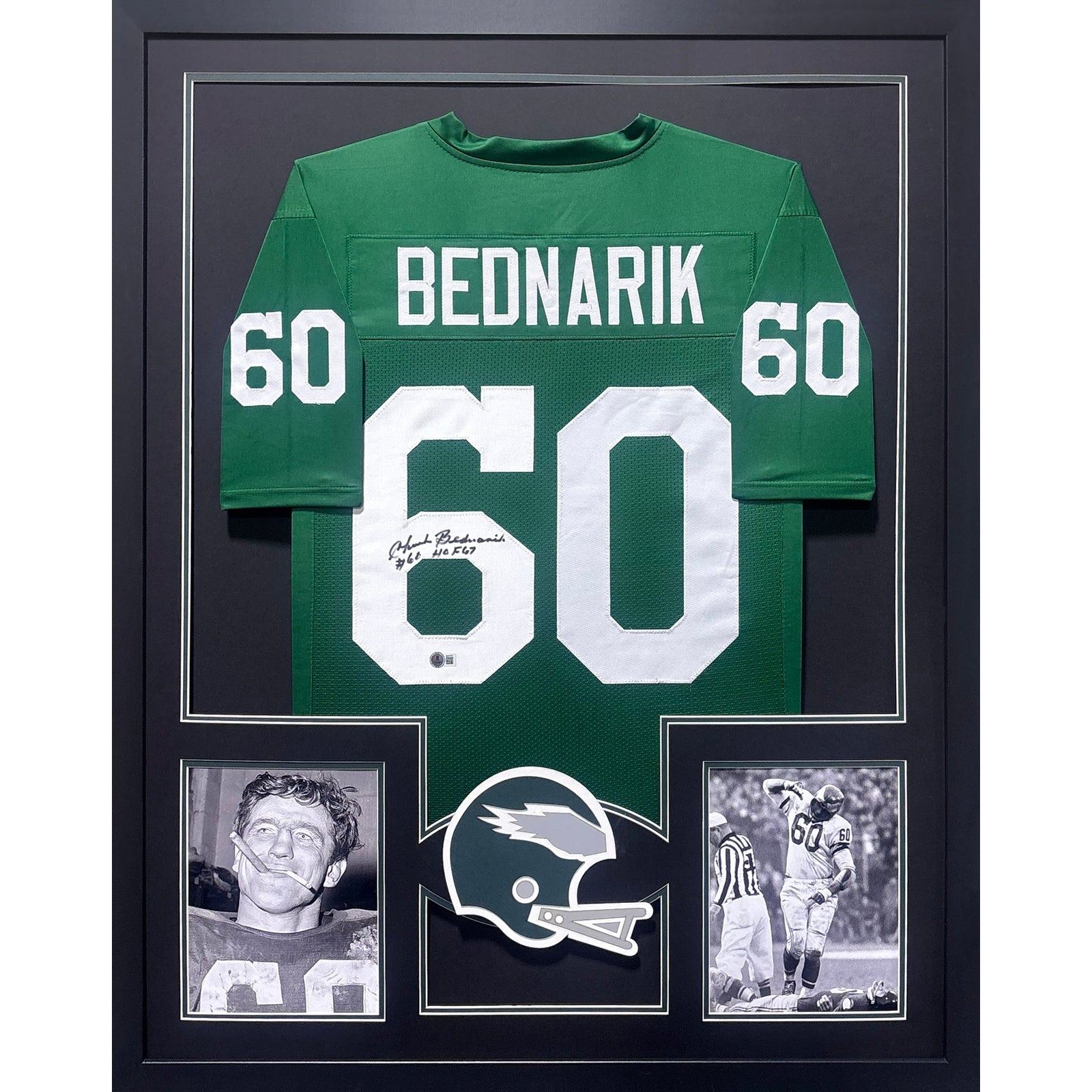 Chuck Bednarik Framed Signed Eagles Jersey Beckett Autographed SS