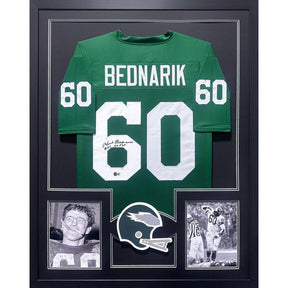 Chuck Bednarik Framed Signed Eagles Jersey Beckett Autographed SS