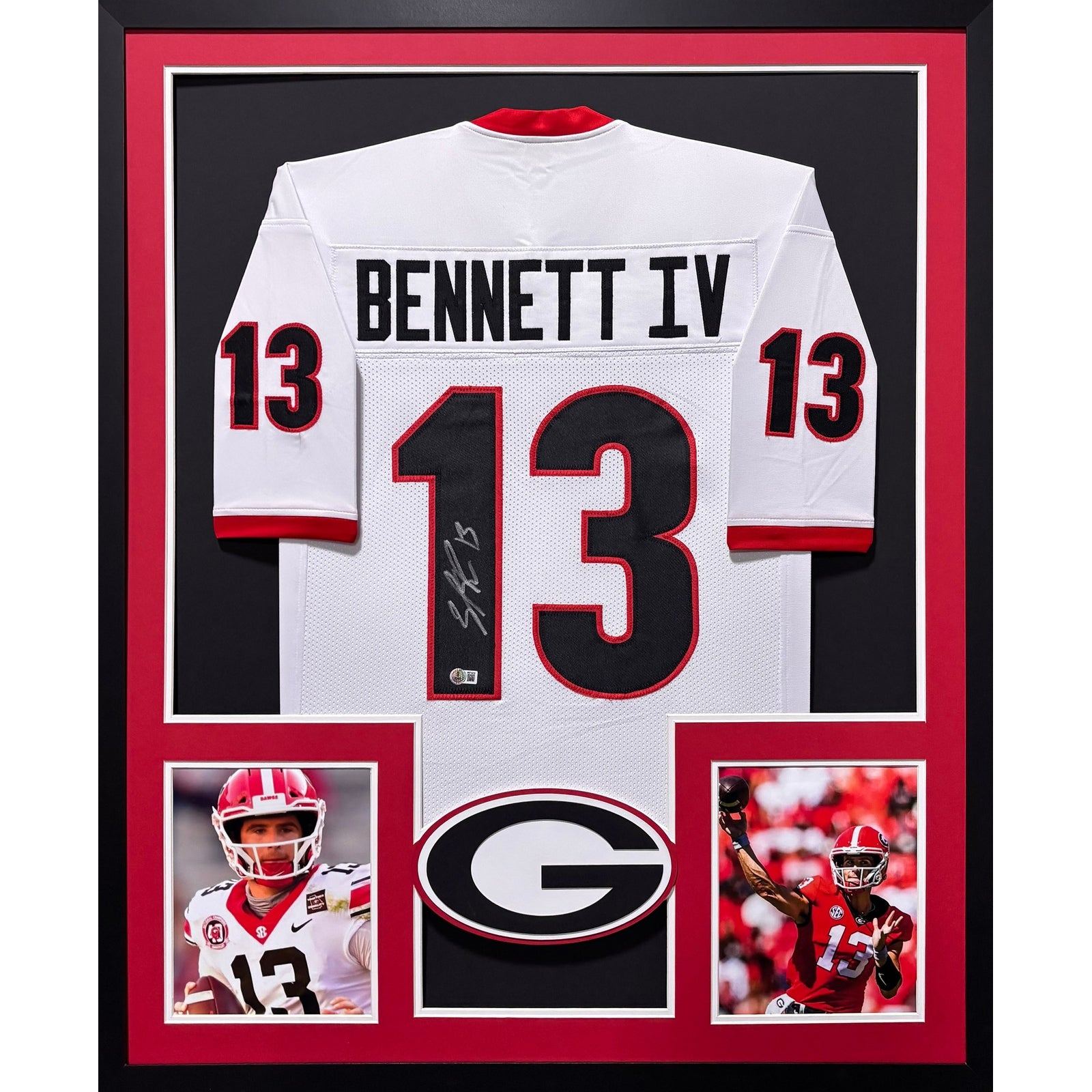 Stetson Bennett Framed White Jersey Beckett Autographed Signed Georgia