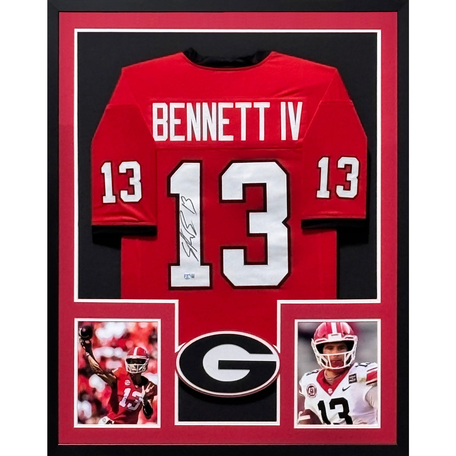 Stetson Bennett Framed Red Jersey Beckett Autographed Signed Georgia