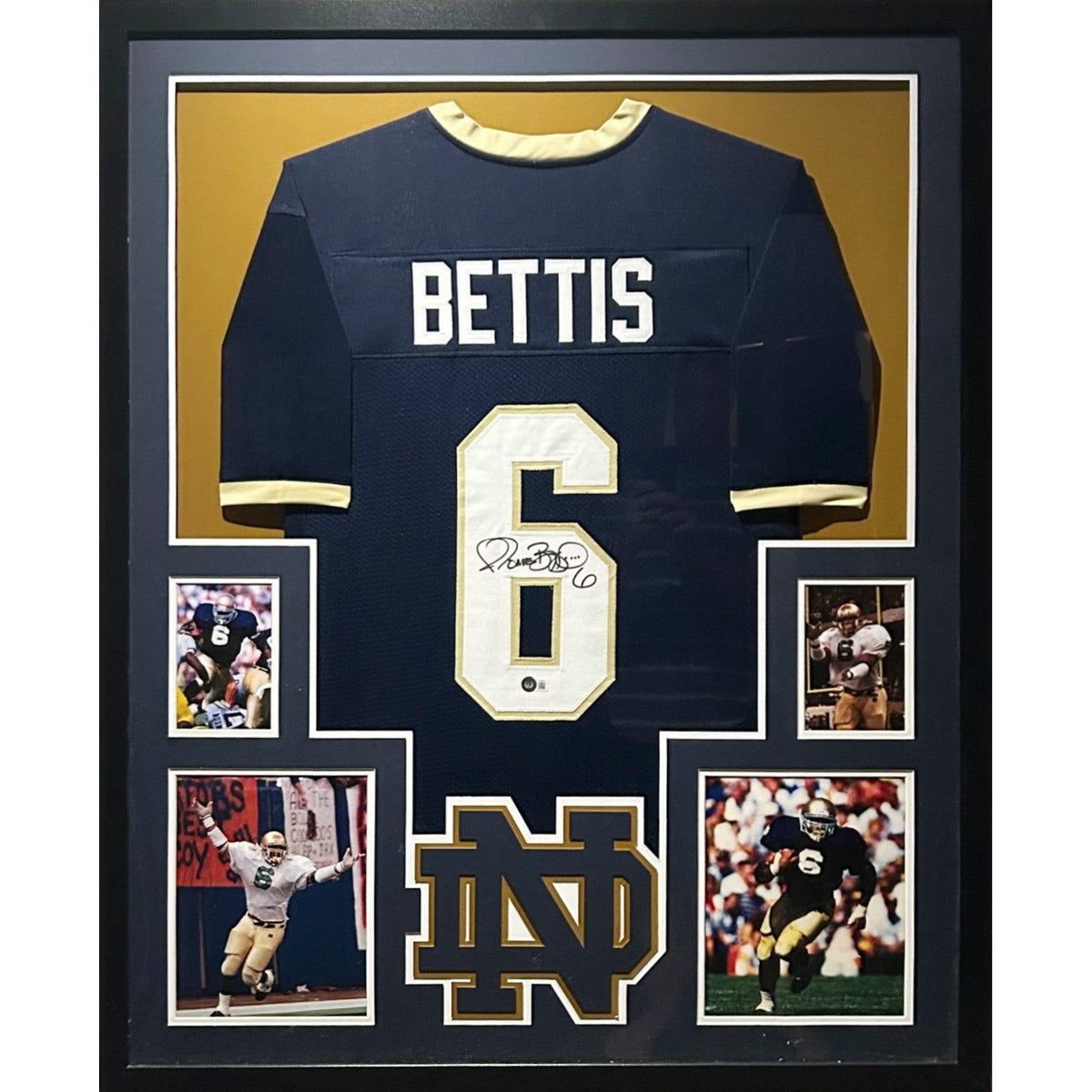 Jerome Bettis Framed Signed Navy Jersey Beckett Autographed Notre Dame