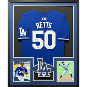 Mookie Betts Framed Jersey Beckett Autographed Signed L.A. Dodgers 4P