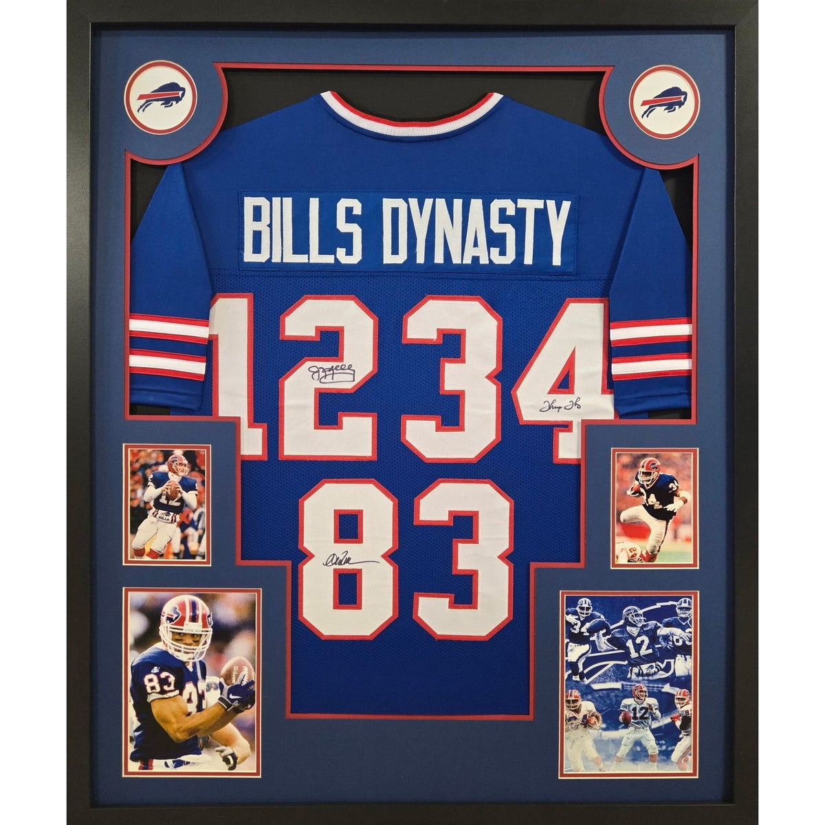 Bills Dynasty Framed Jersey JSA Autographed Signed Bills Jim Kelly Thurman Reed
