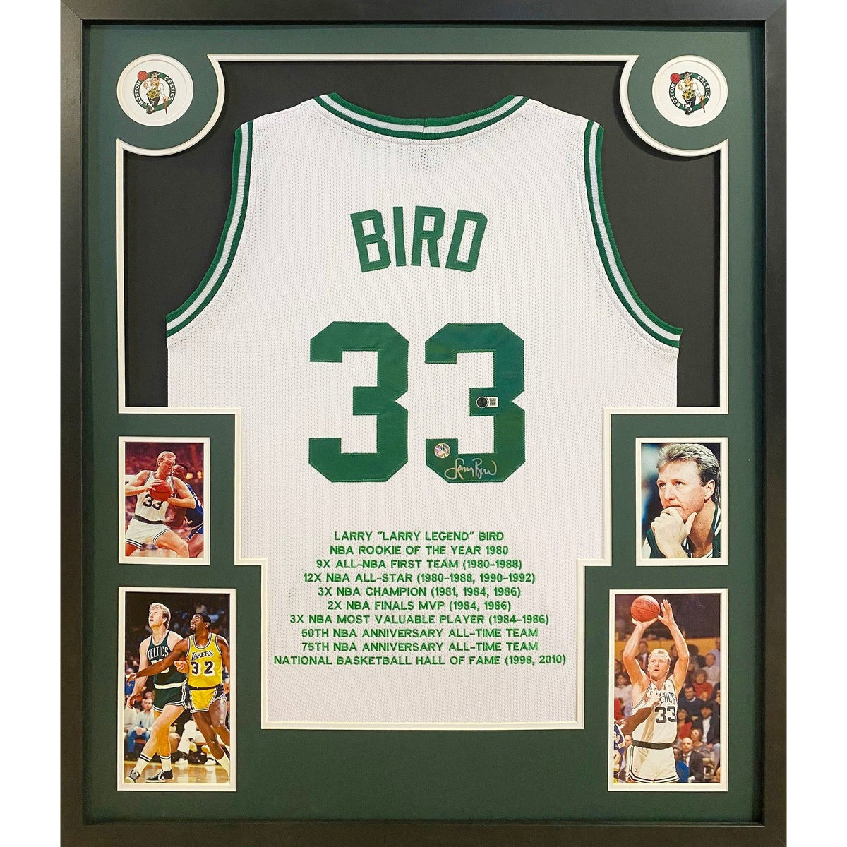 Larry Bird Framed Stat Jersey Beckett Autographed Signed Boston Celtics