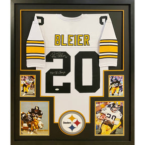 Rocky Bleier Framed Signed White Jersey JSA Autographed Pittsburgh Steelers