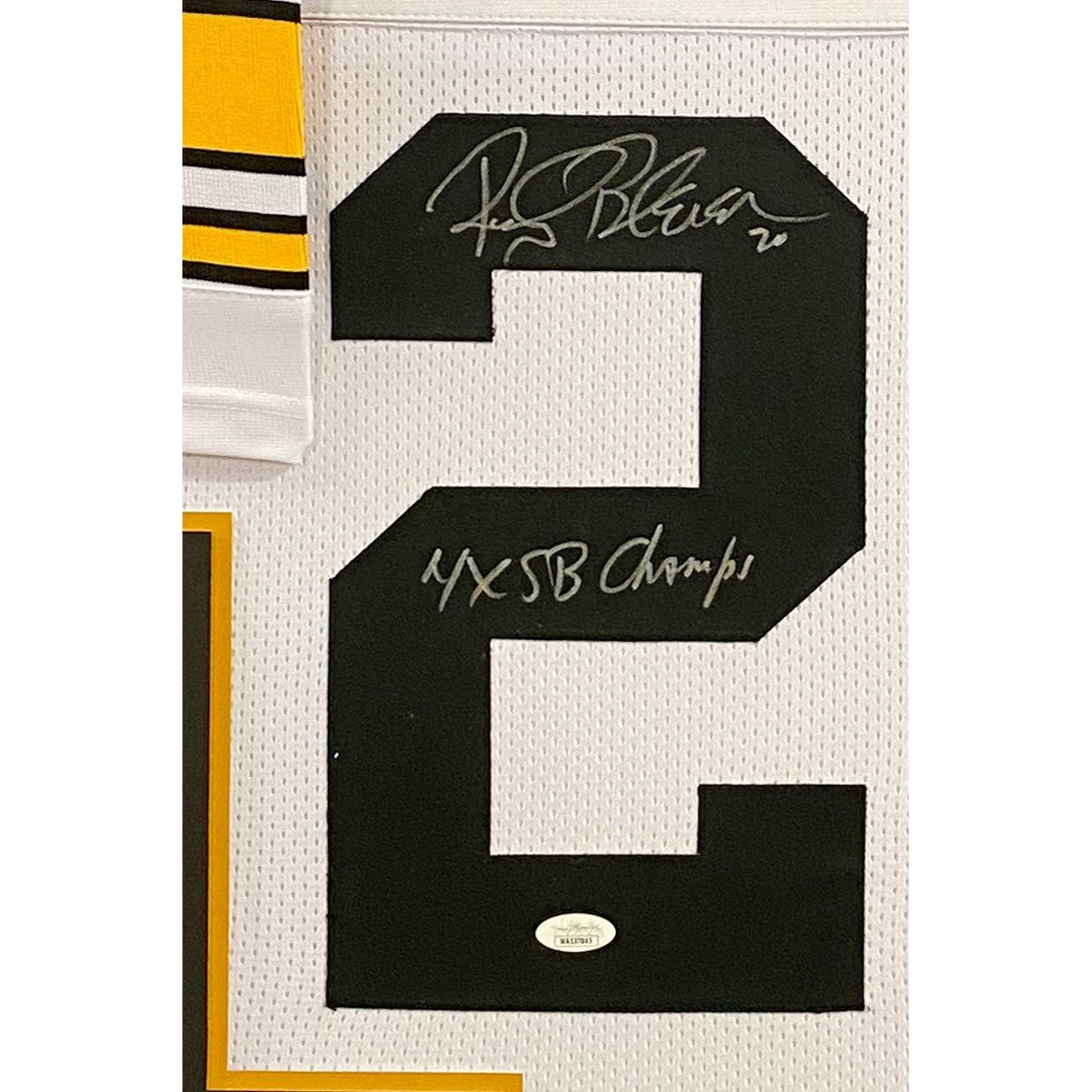 Rocky Bleier Framed Signed White Jersey JSA Autographed Pittsburgh Steelers