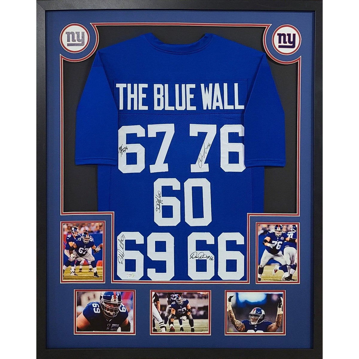 New York Giants SB Champs Framed Jersey PSA/DNA Autographed Signed O Line