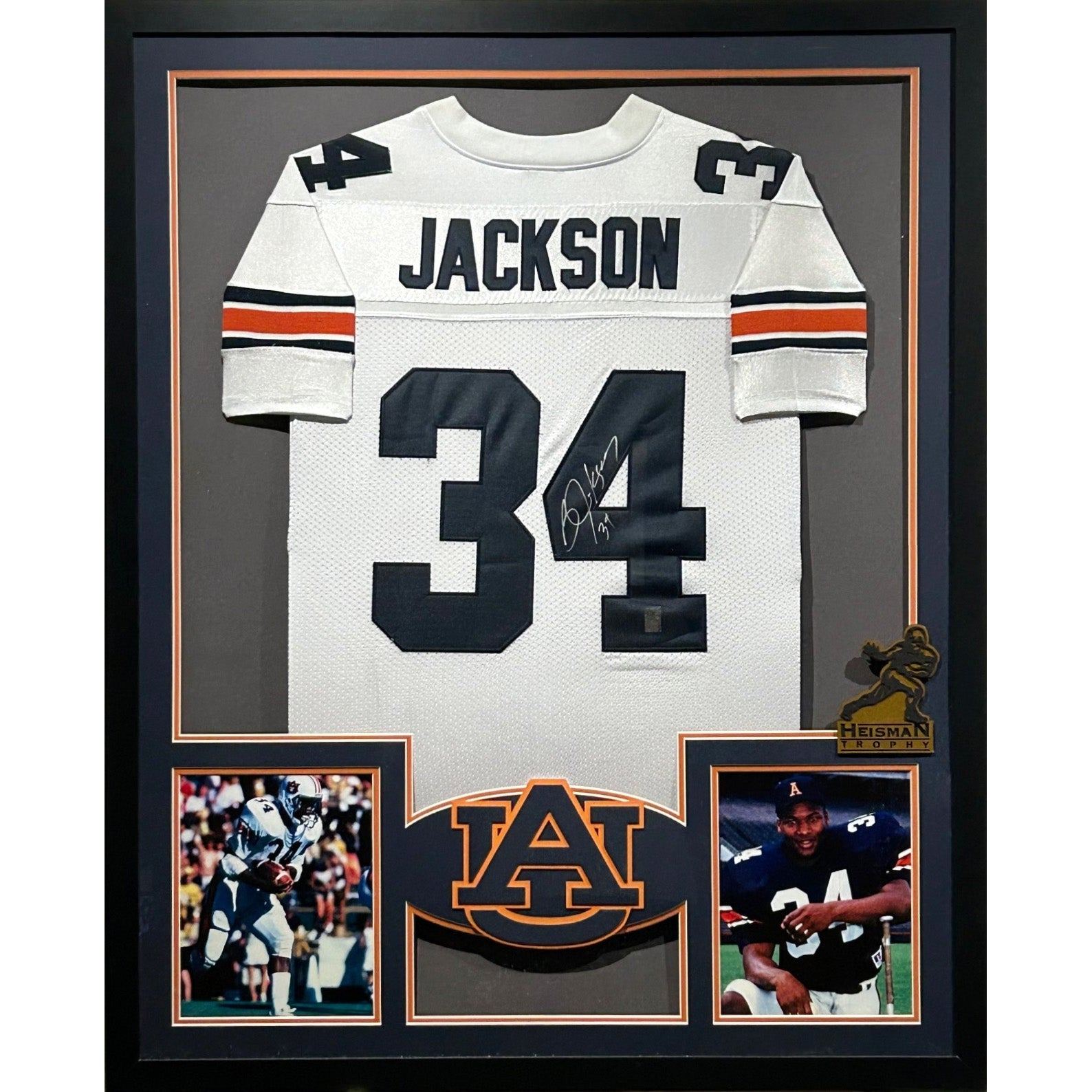 Bo Jackson Framed Signed White Auburn Jersey JSA Autographed