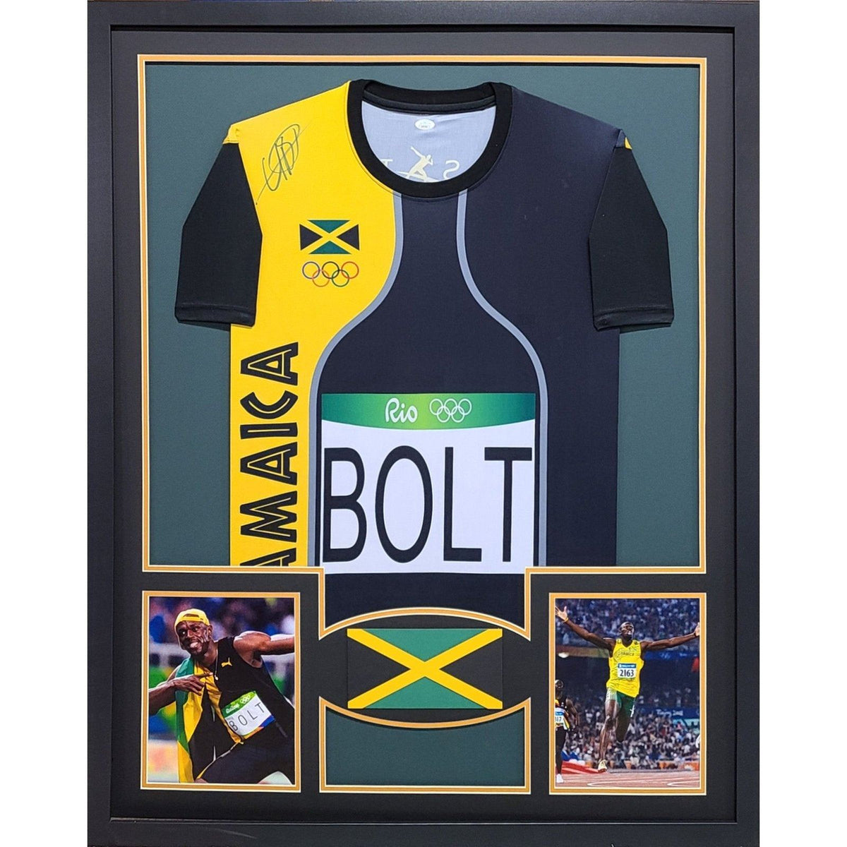 Usain Bolt Framed Signed Jersey Shirt JSA Autographed Jamaica