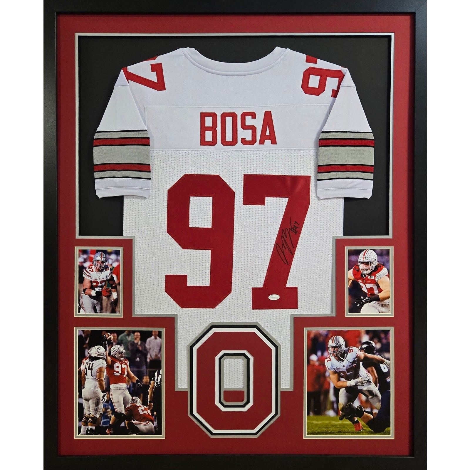 Joey Bosa Signed Framed Signed White Jersey Ohio State Beckett Autographed