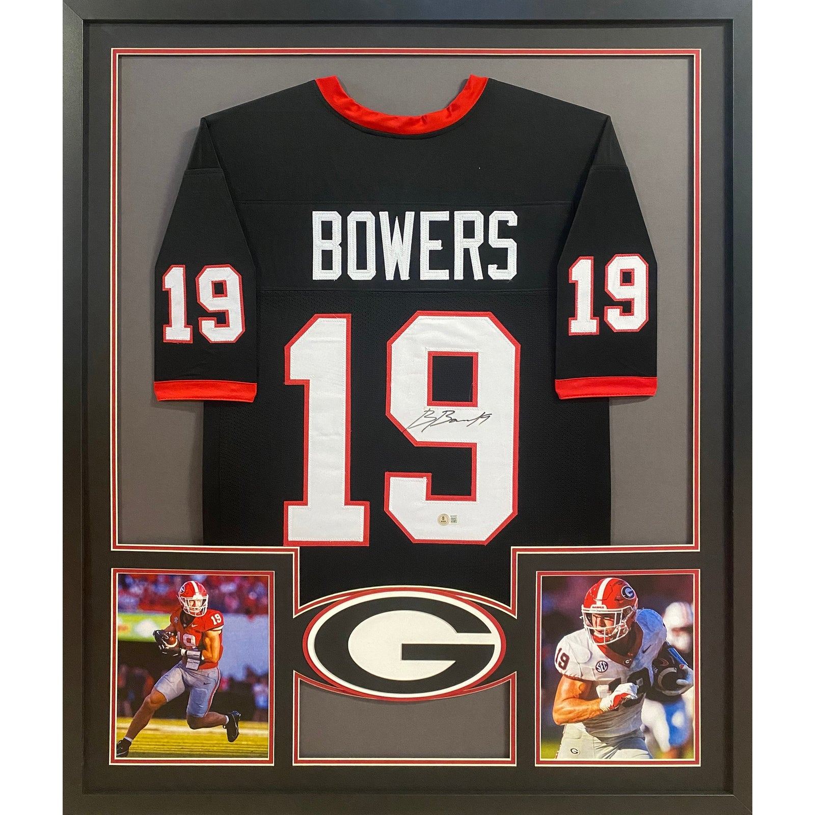 Brock Bowers Framed Black Jersey Beckett Autographed Signed Georgia