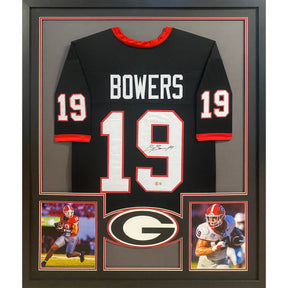 Brock Bowers Framed Black Jersey Beckett Autographed Signed Georgia