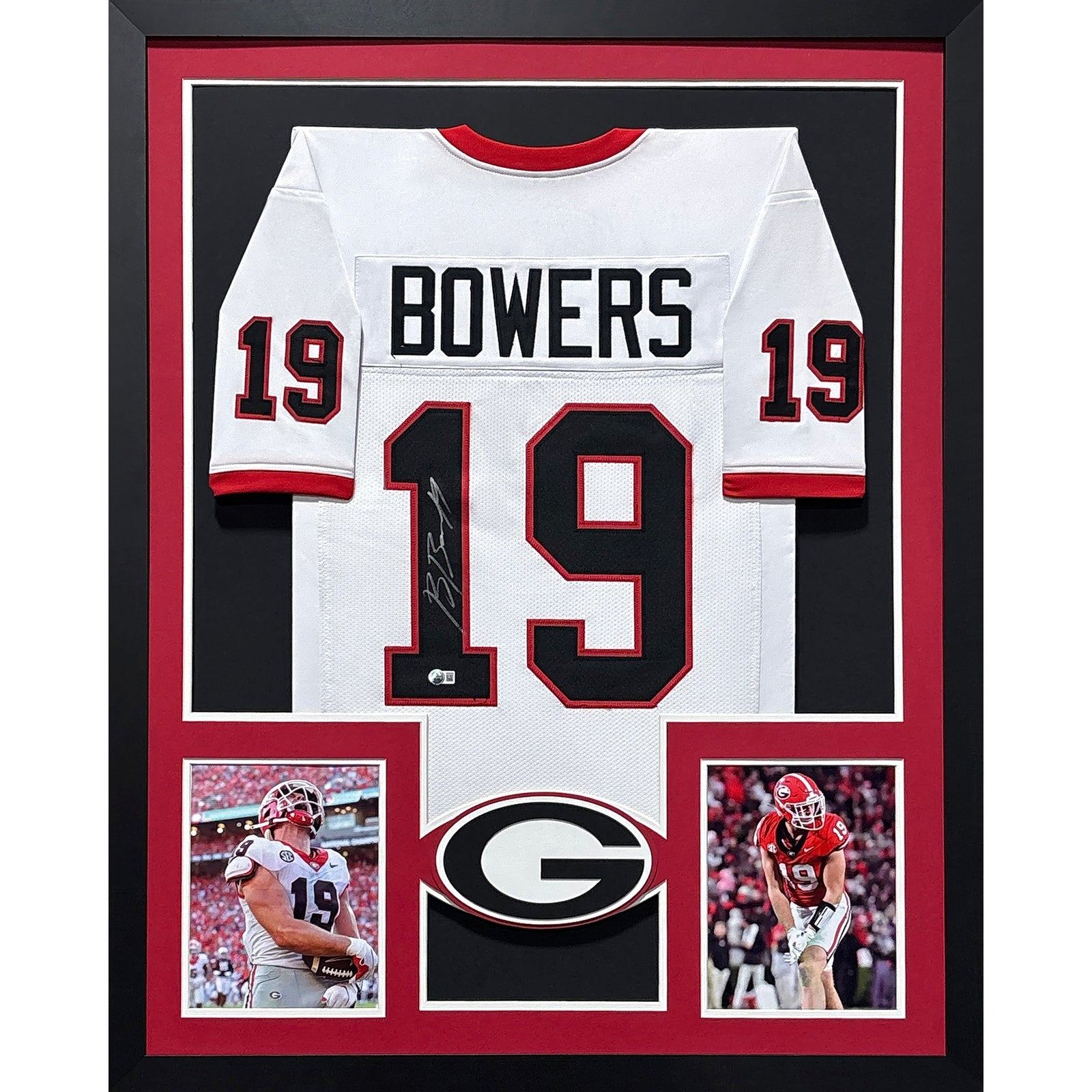 Brock Bowers Framed White Jersey Beckett Autographed Signed Georgia