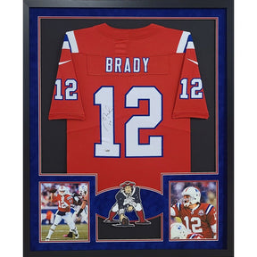 Tom Brady Framed Signed Red TB Jersey Fanatics NE Patriots Autographed