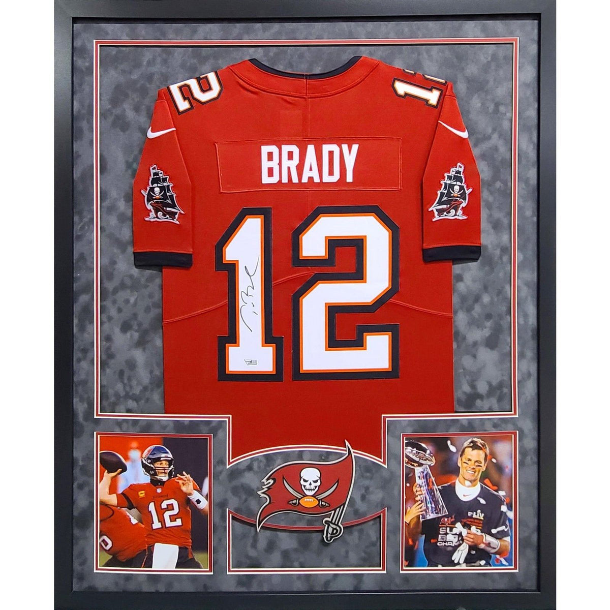 Tom Brady Framed Signed Red Jersey Fanatics Tampa Bay Buccaneers Autographed