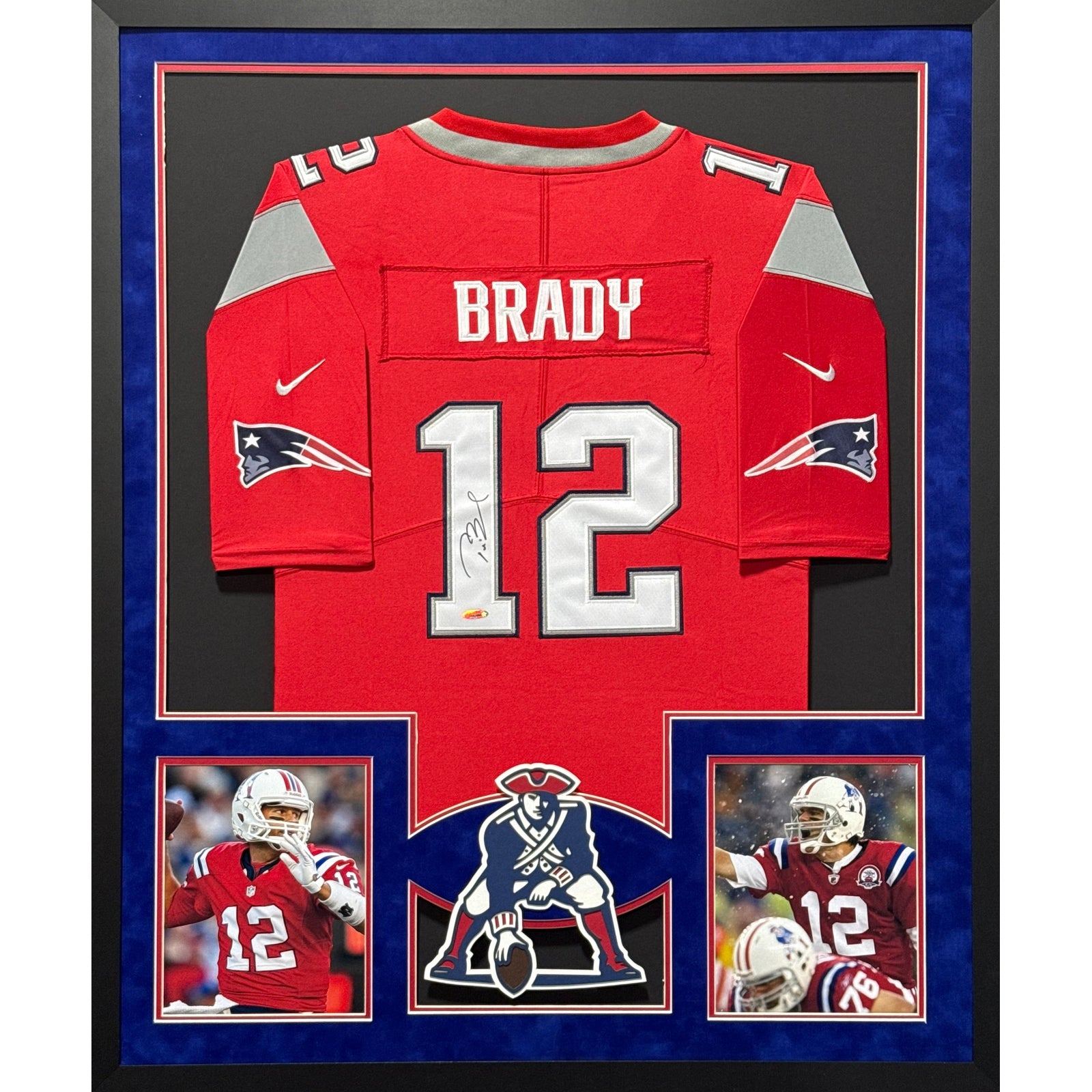 Tom Brady Framed Signed Red TB Jersey Tristar NE Patriots Autographed